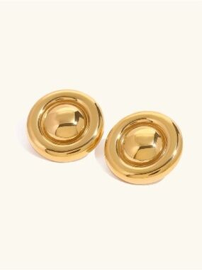 Shiny Dome Gold Stud Earrings - Women Jewelry